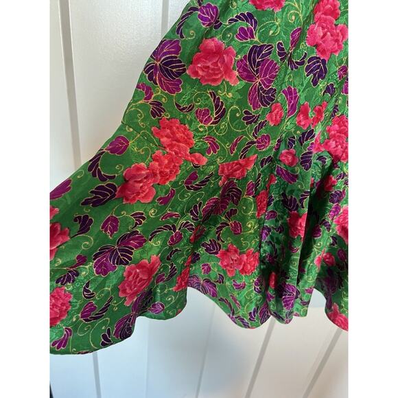 Vintage VICTORIA’S SECRET Gold Label Slip Dress Night Gown Green Floral Medium - Picture 4 of 9